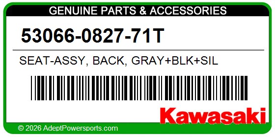 Kawasaki 53066-0827-71T Seat-Assy, Back, Gray+Blk+Sil