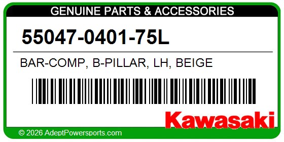 Kawasaki 55047-0401-75L Bar-Comp, B-Pillar, Lh, Beige