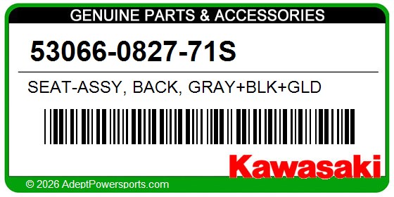 Kawasaki 53066-0827-71S Seat-Assy, Back, Gray+Blk+Gld