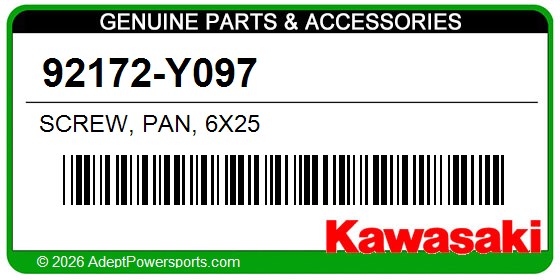 Kawasaki 92172-Y097 Screw, Pan, 6X25