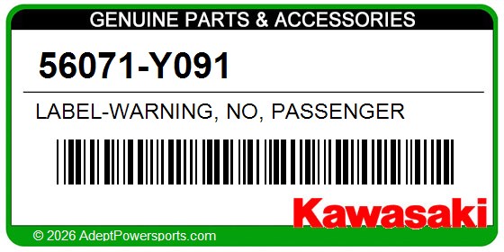 Kawasaki 56071-Y091 Label-Warning, No, Passenger