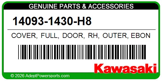 Kawasaki 14093-1430-H8 Cover, Full, Door, Rh, Outer, Ebony