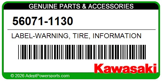 Kawasaki 56071-1130 Label-Warning, Tire, Information