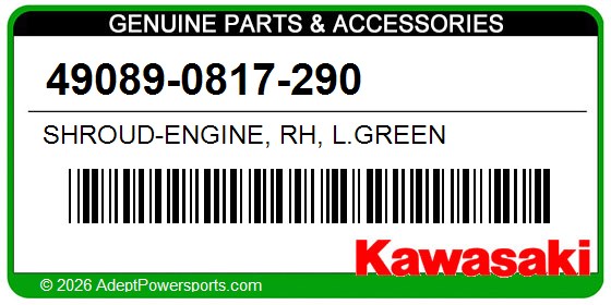 Kawasaki 49089-0817-290 Shroud-Engine, Rh, L.Green
