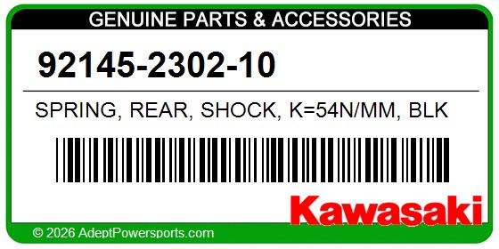 Kawasaki 92145-2302-10 Spring, Rear, Shock, K=54N/Mm, Blk