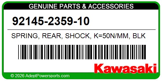 Kawasaki 92145-2359-10 Spring, Rear, Shock, K=50N/Mm, Blk