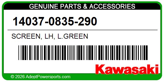 Kawasaki 14037-0835-290 Screen, Lh, L.Green