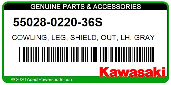 Kawasaki 55028-0220-36S Cowling, Leg, Shield, Out, Lh, Gray