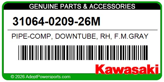 Kawasaki 31064-0209-26M Pipe-Comp, Downtube, Rh, F.M.Gray