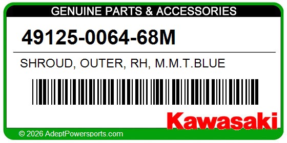 Kawasaki 49125-0064-68M Shroud, Outer, Rh, M.M.T.Blue