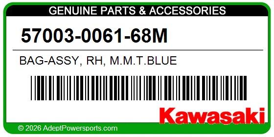 Kawasaki 57003-0061-68M Bag-Assy, Rh, M.M.T.Blue