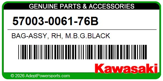 Kawasaki 57003-0061-76B Bag-Assy, Rh, M.B.G.Black