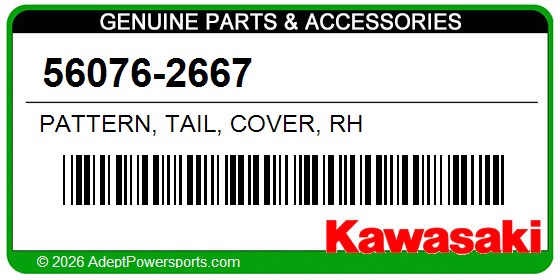 Kawasaki 56076-2667 Pattern, Tail, Cover, Rh