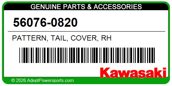 Kawasaki 56076-0820 Pattern, Tail, Cover, Rh