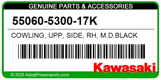 Kawasaki 55060-5300-17K Cowling, Upp, Side, Rh, M.D.Black