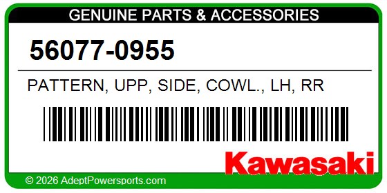 Kawasaki 56077-0955 Pattern, Upp, Side, Cowl., Lh, Rr