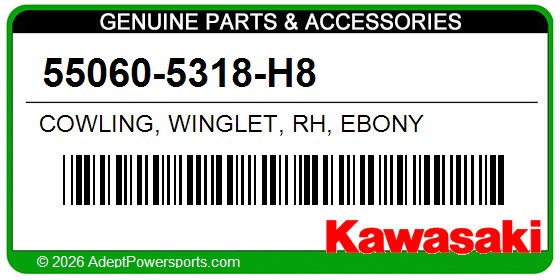 Kawasaki 55060-5318-H8 Cowling, Winglet, Rh, Ebony