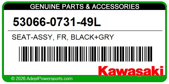Kawasaki 53066-0731-49L Seat-Assy, Fr, Black+Gry