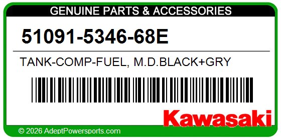 Kawasaki 51091-5346-68E Tank-Comp-Fuel, M.D.Black+Gry