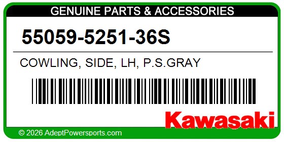 Kawasaki 55059-5251-36S Cowling, Side, Lh, P.S.Gray