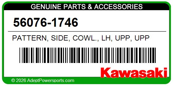 Kawasaki 56076-1746 Pattern, Side, Cowl., Lh, Upp, Upp
