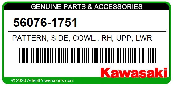 Kawasaki 56076-1751 Pattern, Side, Cowl., Rh, Upp, Lwr