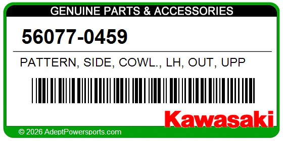 Kawasaki 56077-0459 Pattern, Side, Cowl., Lh, Out, Upp