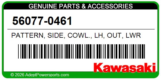 Kawasaki 56077-0461 Pattern, Side, Cowl., Lh, Out, Lwr