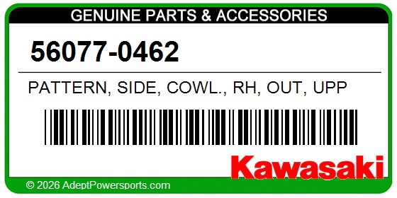 Kawasaki 56077-0462 Pattern, Side, Cowl., Rh, Out, Upp