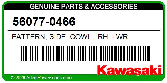 Kawasaki 56077-0466 Pattern, Side, Cowl., Rh, Lwr