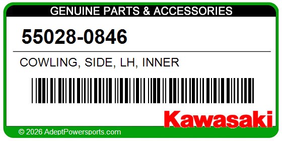 Kawasaki 55028-0846 Cowling, Side, Lh, Inner