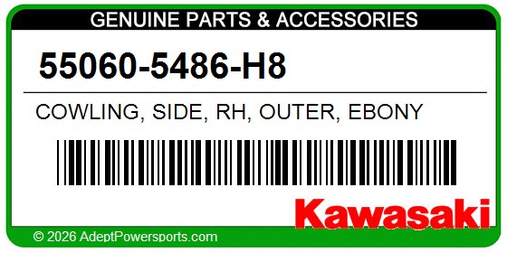 Kawasaki 55060-5486-H8 Cowling, Side, Rh, Outer, Ebony