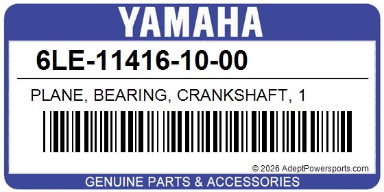 Yamaha 6LE-11416-10-00 Plane, Bearing, Crankshaft, 1
