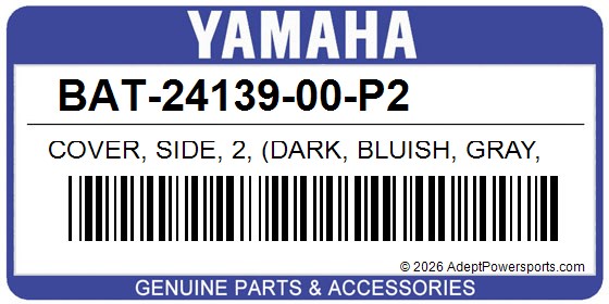 Yamaha BAT-24139-00-P2 Cover, Side, 2, (Dark, Bluish, Gray, Metallic, 8)
