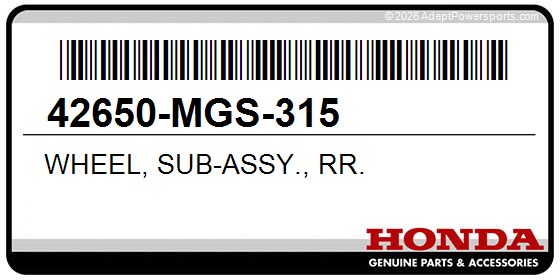 Honda 42650-MGS-315 Wheel, Sub-Assy., Rr.