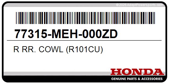 Honda 77315-MEH-000ZD R Rr. Cowl (R101cu)