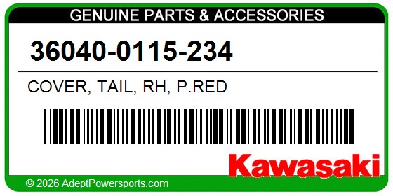 Kawasaki 36040-0115-234 Cover, Tail, Rh, P.Red