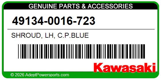 Kawasaki 49134-0016-723 Shroud, Lh, C.P.Blue