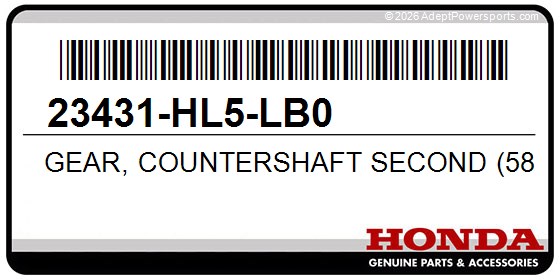 Honda 23431-HL5-LB0 Gear, Countershaft Second (58T)