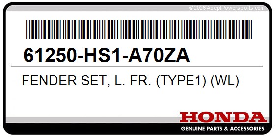 Honda 61250-HS1-A70ZA Fender Set, L. Fr. (Type1) (Wl)
