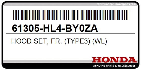 Honda 61305-HL4-BY0ZA Hood Set, Fr. (Type3) (Wl)