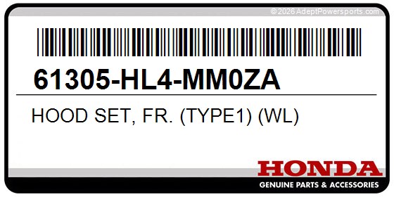 Honda 61305-HL4-MM0ZA Hood Set, Fr. (Type1) (Wl)