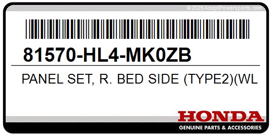 Honda 81570-HL4-MK0ZB Panel Set, R. Bed Side (Type2)(Wl)