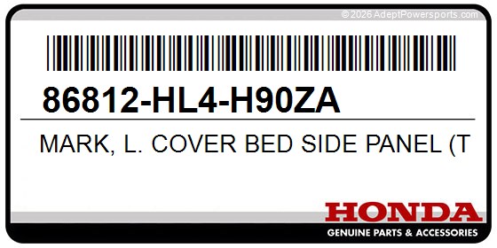 Honda 86812-HL4-H90ZA Mark, L. Cover Bed Side Panel (Type6)