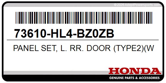 Honda 73610-HL4-BZ0ZB Panel Set, L. Rr. Door (Type2)(Wl)