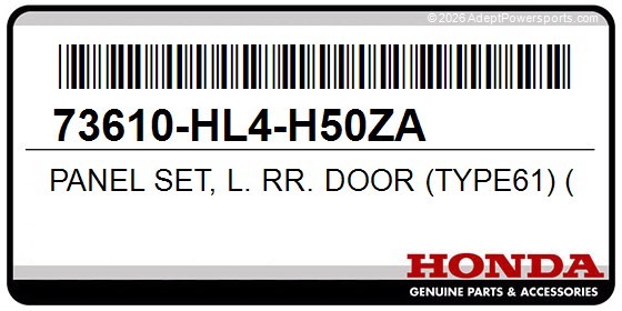 Honda 73610-HL4-H50ZA Panel Set, L. Rr. Door (Type61) (Wl)
