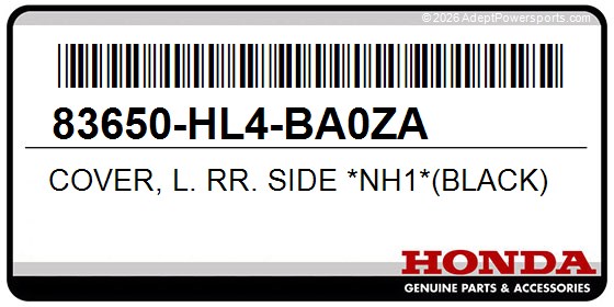 Honda 83650-HL4-BA0ZA Cover, L. Rr. Side *Nh1*(Black)