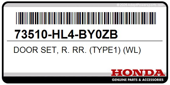 Honda 73510-HL4-BY0ZB Door Set, R. Rr. (Type1) (Wl)
