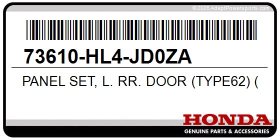 Honda 73610-HL4-JD0ZA Panel Set, L. Rr. Door (Type62) (Wl)
