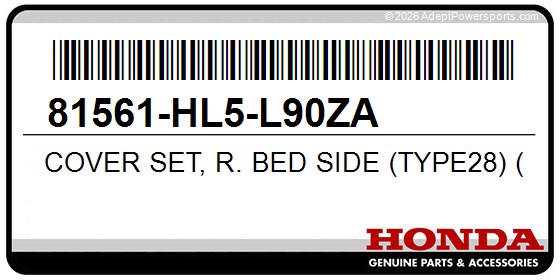 Honda 81561-HL5-L90ZA Cover Set, R. Bed Side (Type28) (Wl)